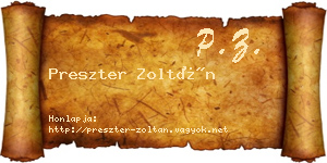 Preszter Zoltán névjegykártya